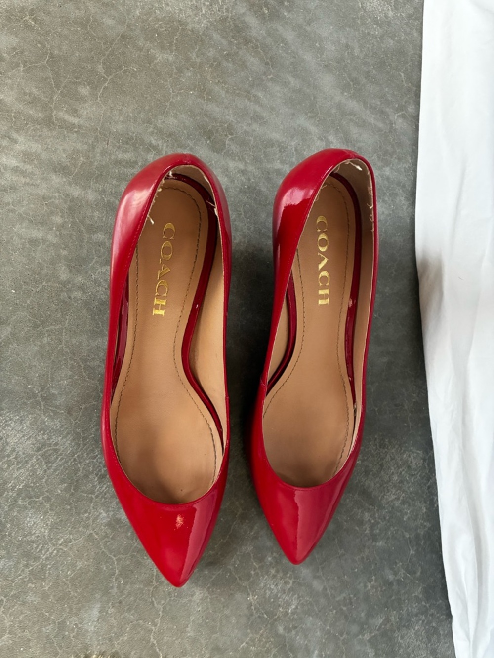 Coach Red Patent Pointed-Toe Low Heel Pumps